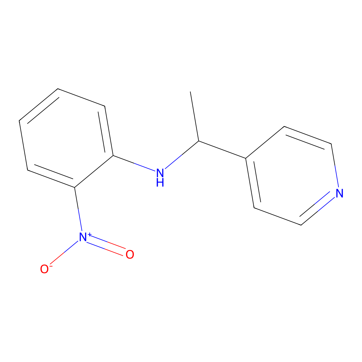 2-nitro-N-[1-(pyridin-4-yl)ethyl]aniline molecular structure, CAS 1154244-11-7