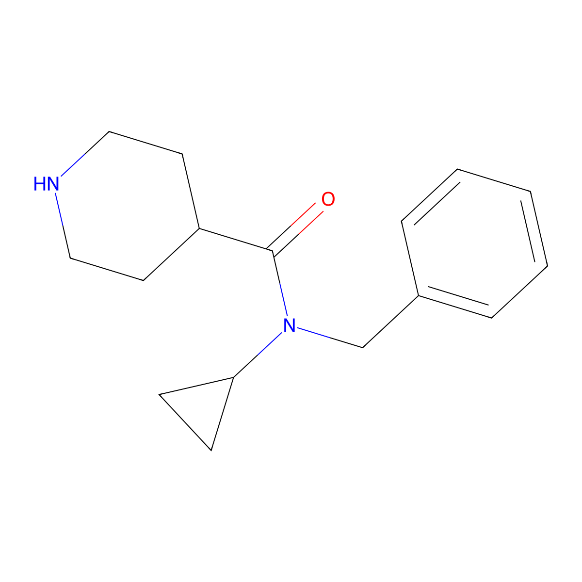 N-benzyl-N-cyclopropylpiperidine-4-carboxamide molecular structure, CAS 1154254-69-9