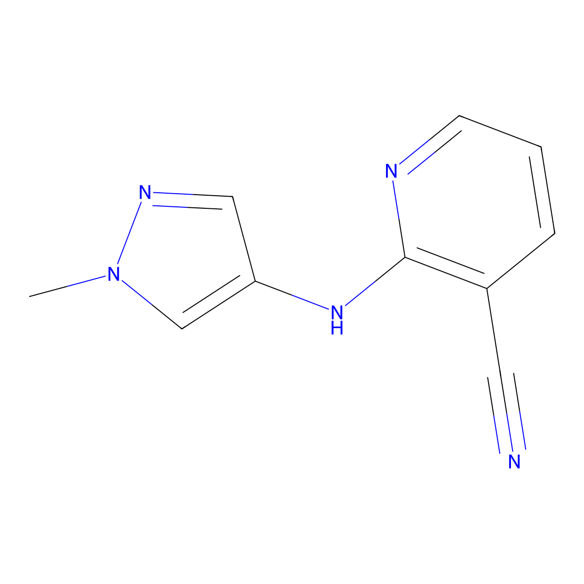 2-[(1-methyl-1H-pyrazol-4-yl)amino]pyridine-3-carbonitrile molecular structure, CAS 1154264-40-0