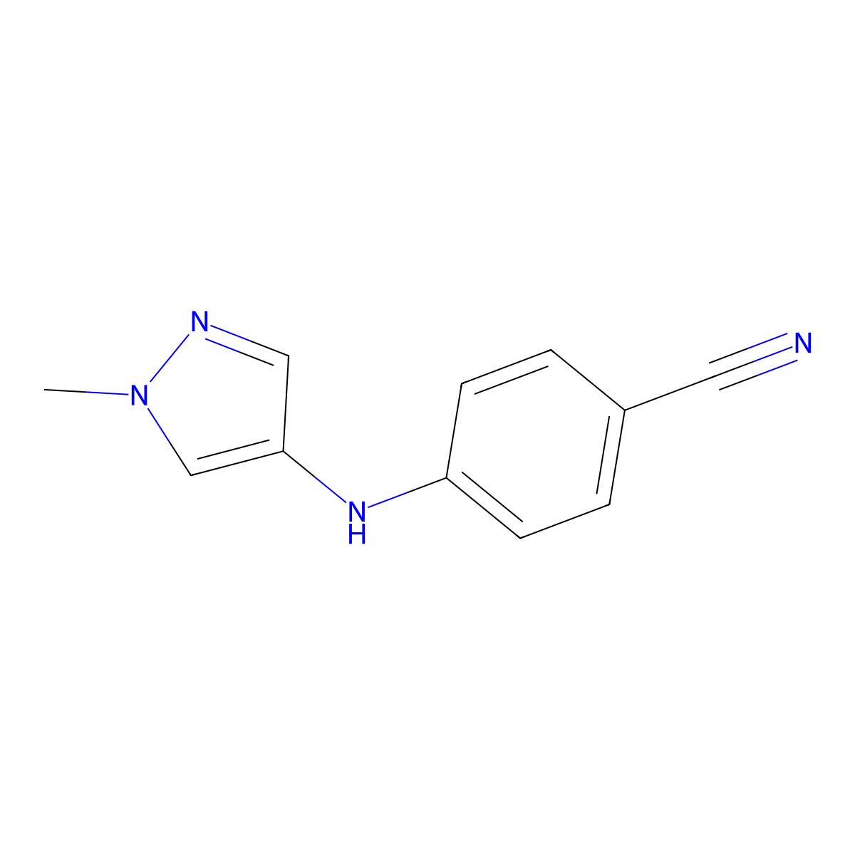 4-[(1-Methyl-1H-pyrazol-4-YL)amino]benzonitrile molecular structure, CAS 1154264-45-5