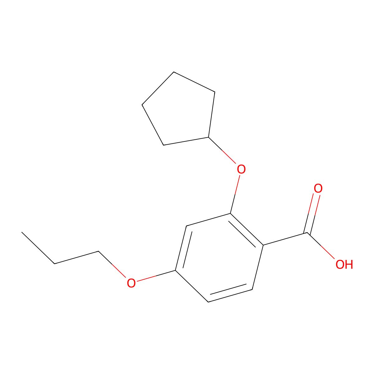 2-(Cyclopentyloxy)-4-propoxybenzoic acid molecular structure, CAS 1154275-43-0