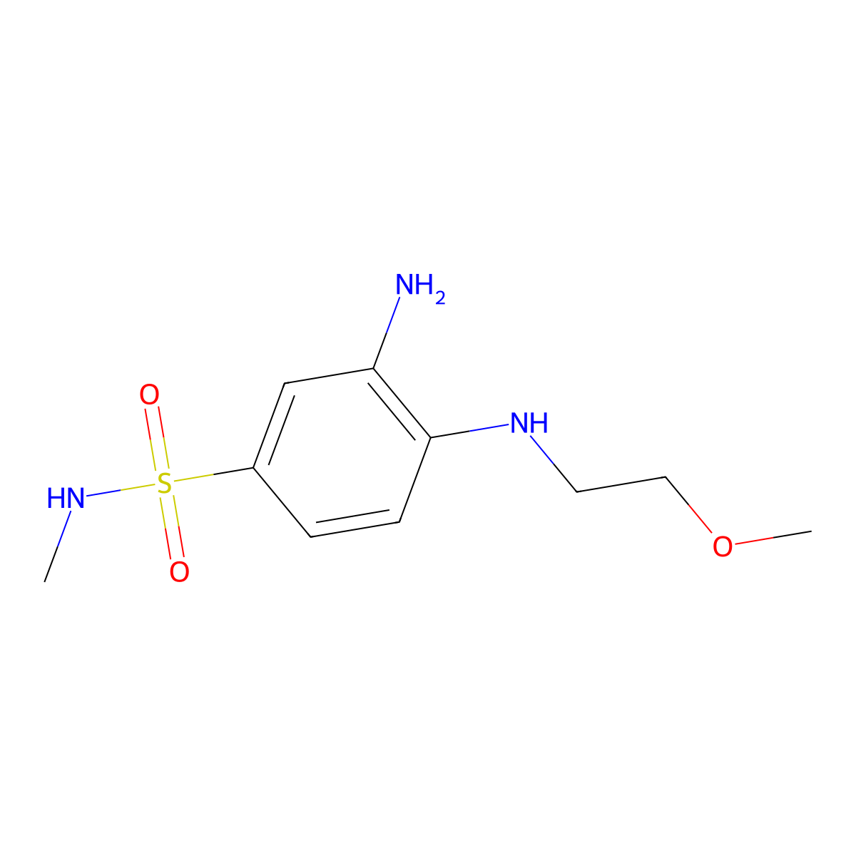 3-amino-4-[(2-methoxyethyl)amino]-N-methylbenzene-1-sulfonamide molecular structure, CAS 1154276-26-2