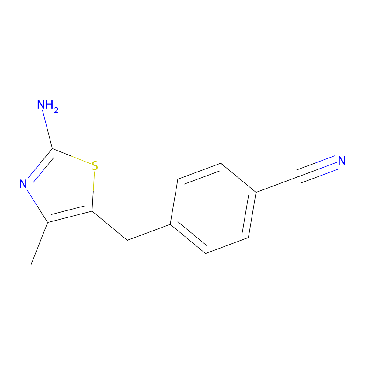 4-((2-Amino-4-methylthiazol-5-yl)methyl)benzonitrile molecular structure, CAS 1154278-51-9