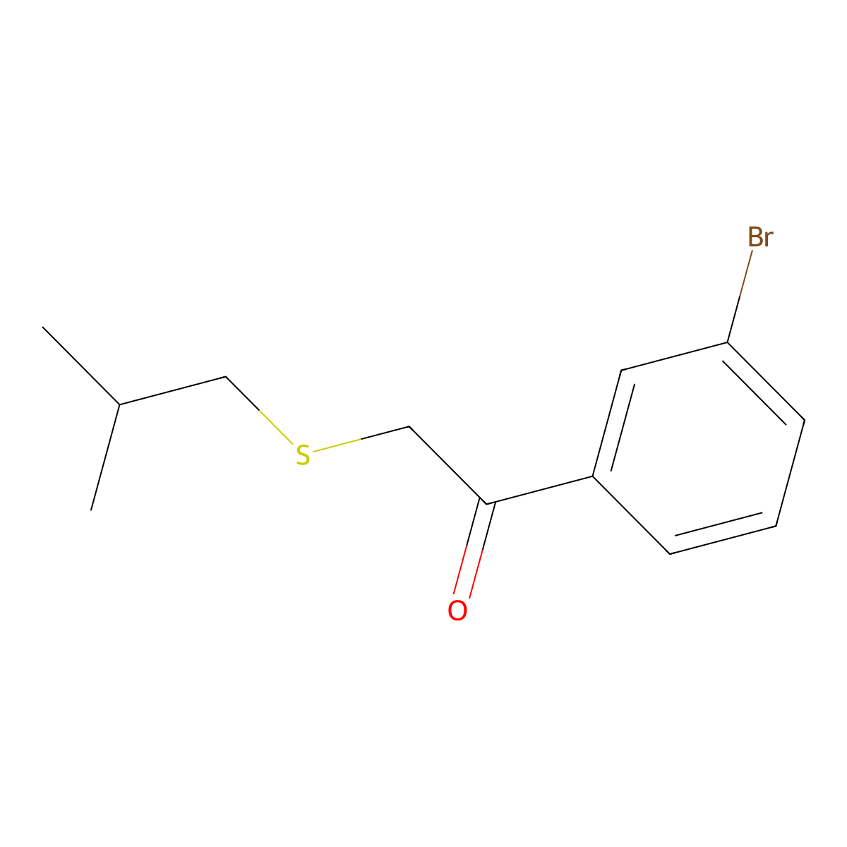 1-(3-Bromophenyl)-2-[(2-methylpropyl)sulfanyl]ethan-1-one molecular structure, CAS 1154281-86-3