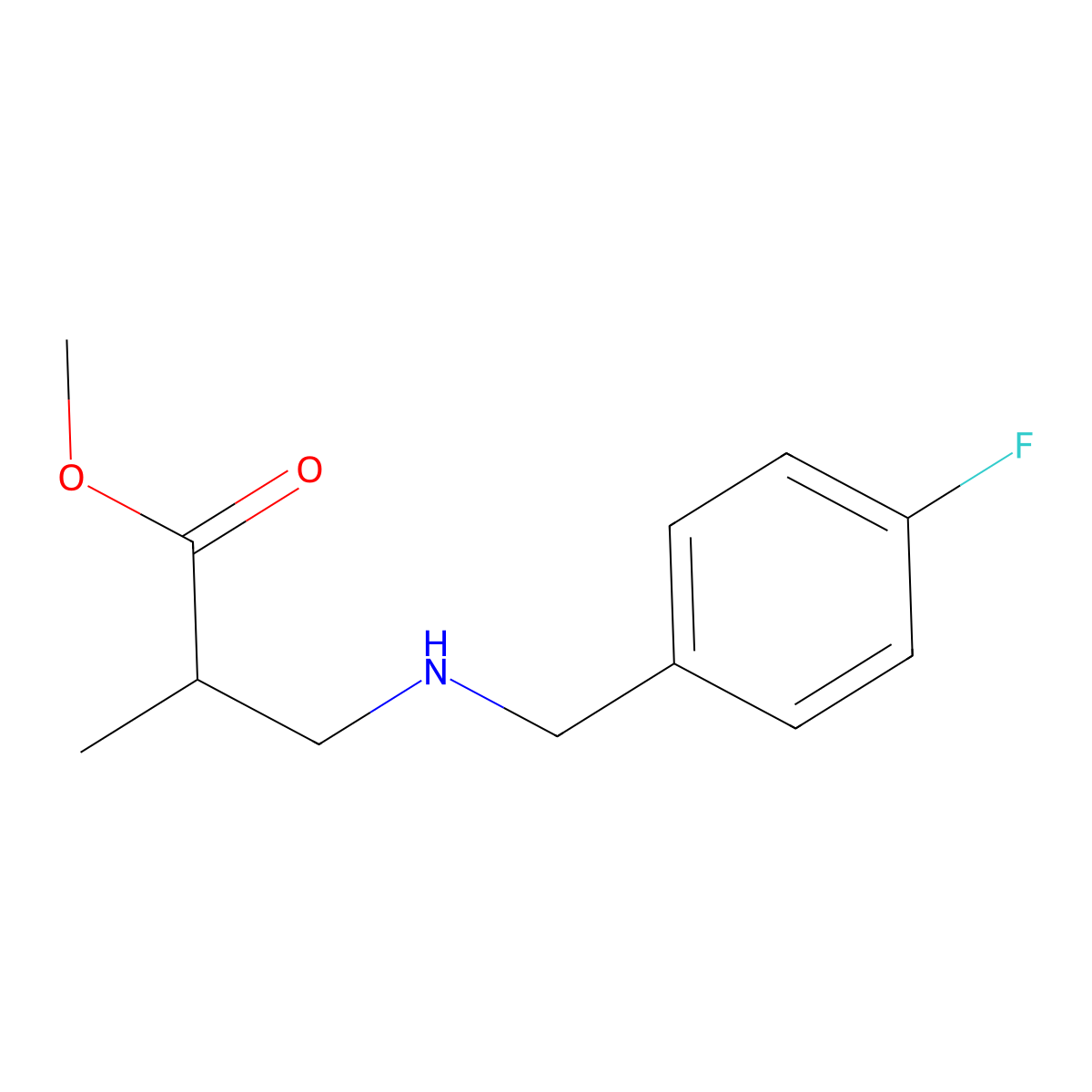 Methyl 3-{[(4-fluorophenyl)methyl]amino}-2-methylpropanoate molecular structure, CAS 1154283-15-4