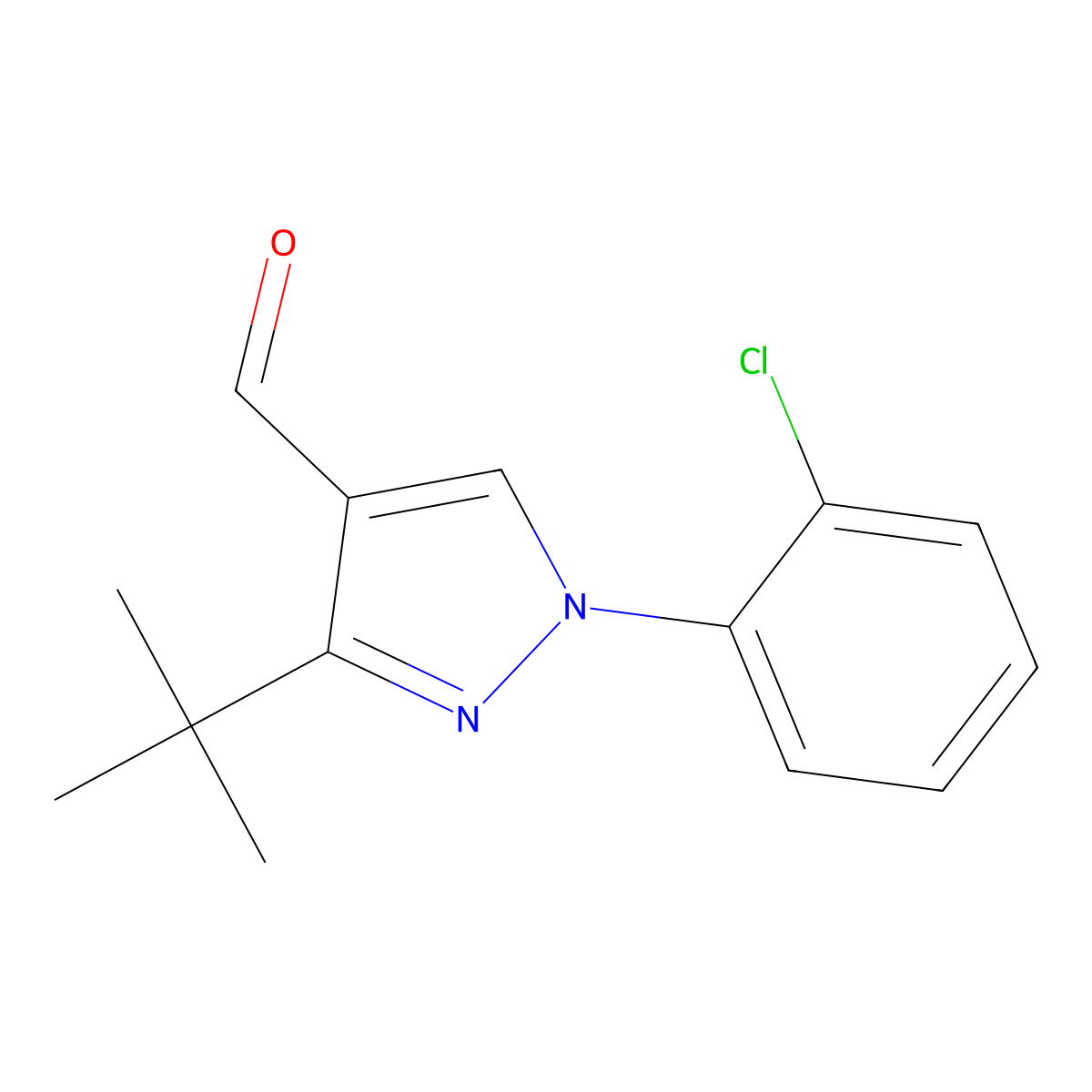 3-tert-butyl-1-(2-chlorophenyl)-1H-pyrazole-4-carbaldehyde molecular structure, CAS 1154284-12-4