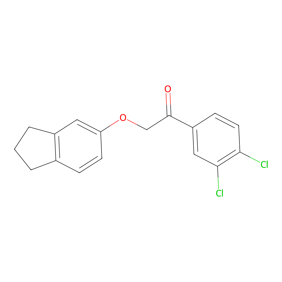 1-(3,4-dichlorophenyl)-2-(2,3-dihydro-1H-inden-5-yloxy)ethan-1-one molecular structure, CAS 1154284-20-4