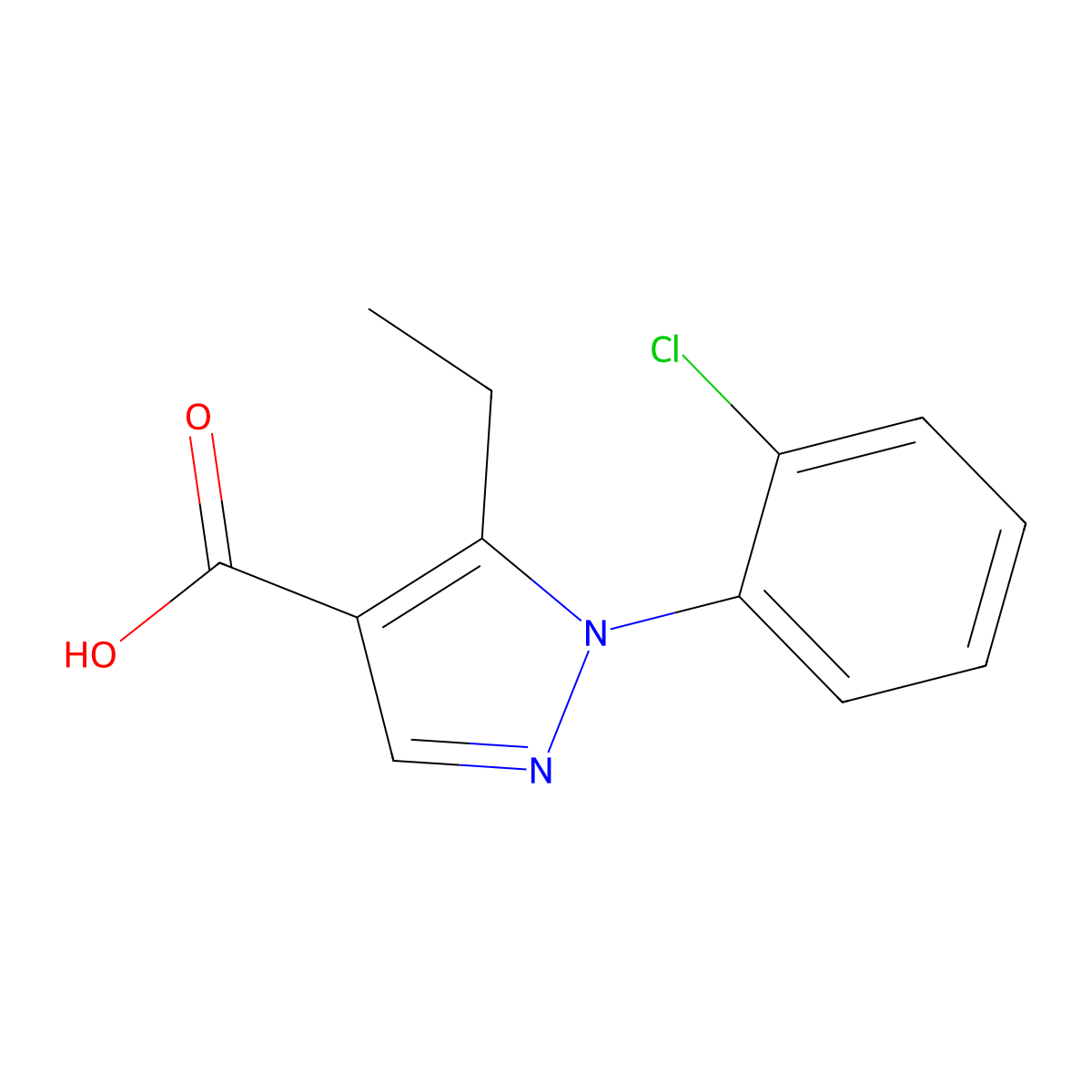 1-(2-chlorophenyl)-5-ethyl-1H-pyrazole-4-carboxylic acid molecular structure, CAS 1154284-31-7