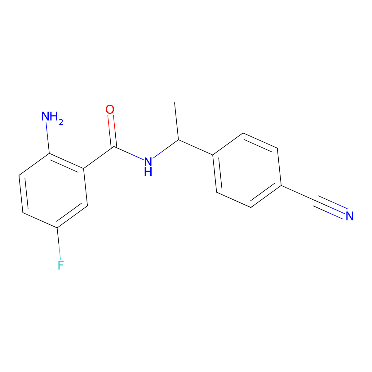 2-amino-N-[1-(4-cyanophenyl)ethyl]-5-fluorobenzamide molecular structure, CAS 1154287-63-4