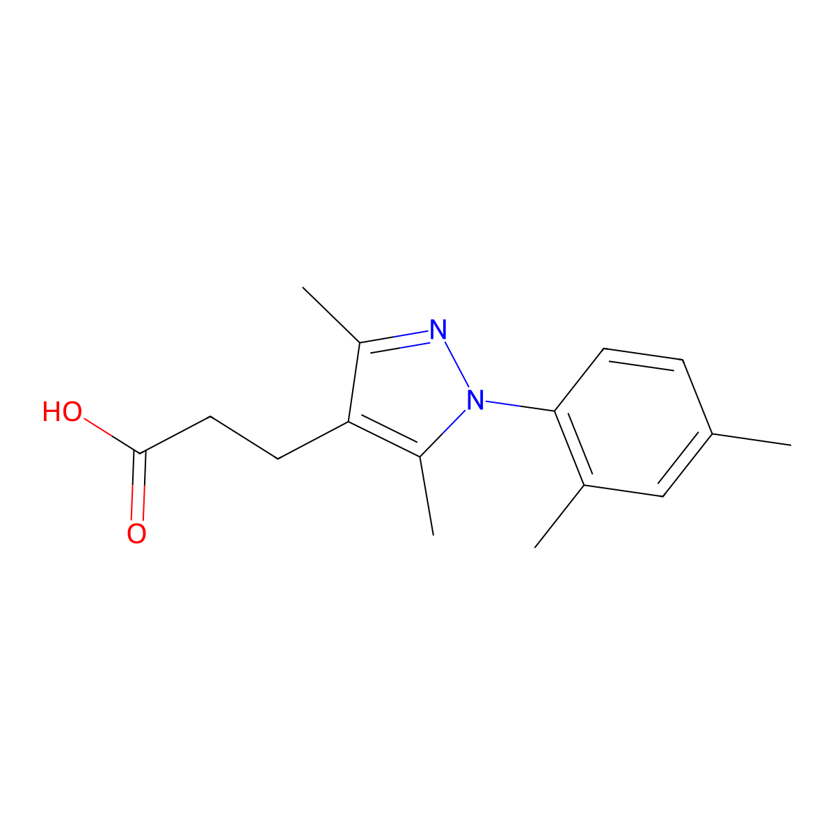 3-[1-(2,4-dimethylphenyl)-3,5-dimethyl-1H-pyrazol-4-yl]propanoic acid molecular structure, CAS 1154289-88-9