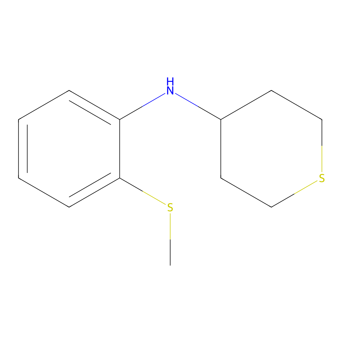 N-[2-(methylsulfanyl)phenyl]thian-4-amine molecular structure, CAS 1154296-61-3