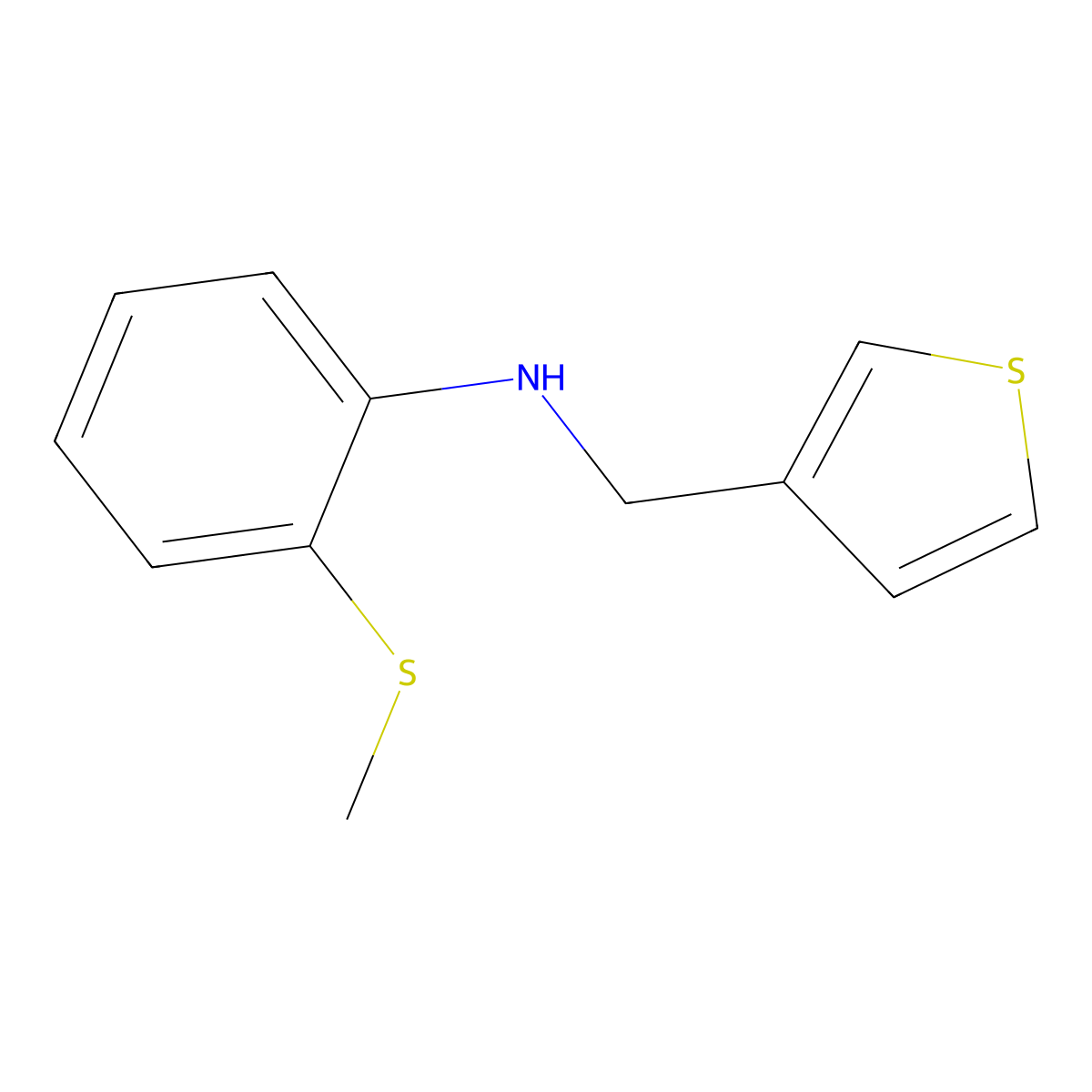 2-(methylsulfanyl)-N-[(thiophen-3-yl)methyl]aniline molecular structure, CAS 1154296-69-1