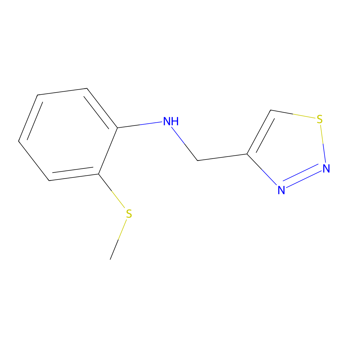 2-(methylsulfanyl)-N-[(1,2,3-thiadiazol-4-yl)methyl]aniline molecular structure, CAS 1154297-12-7