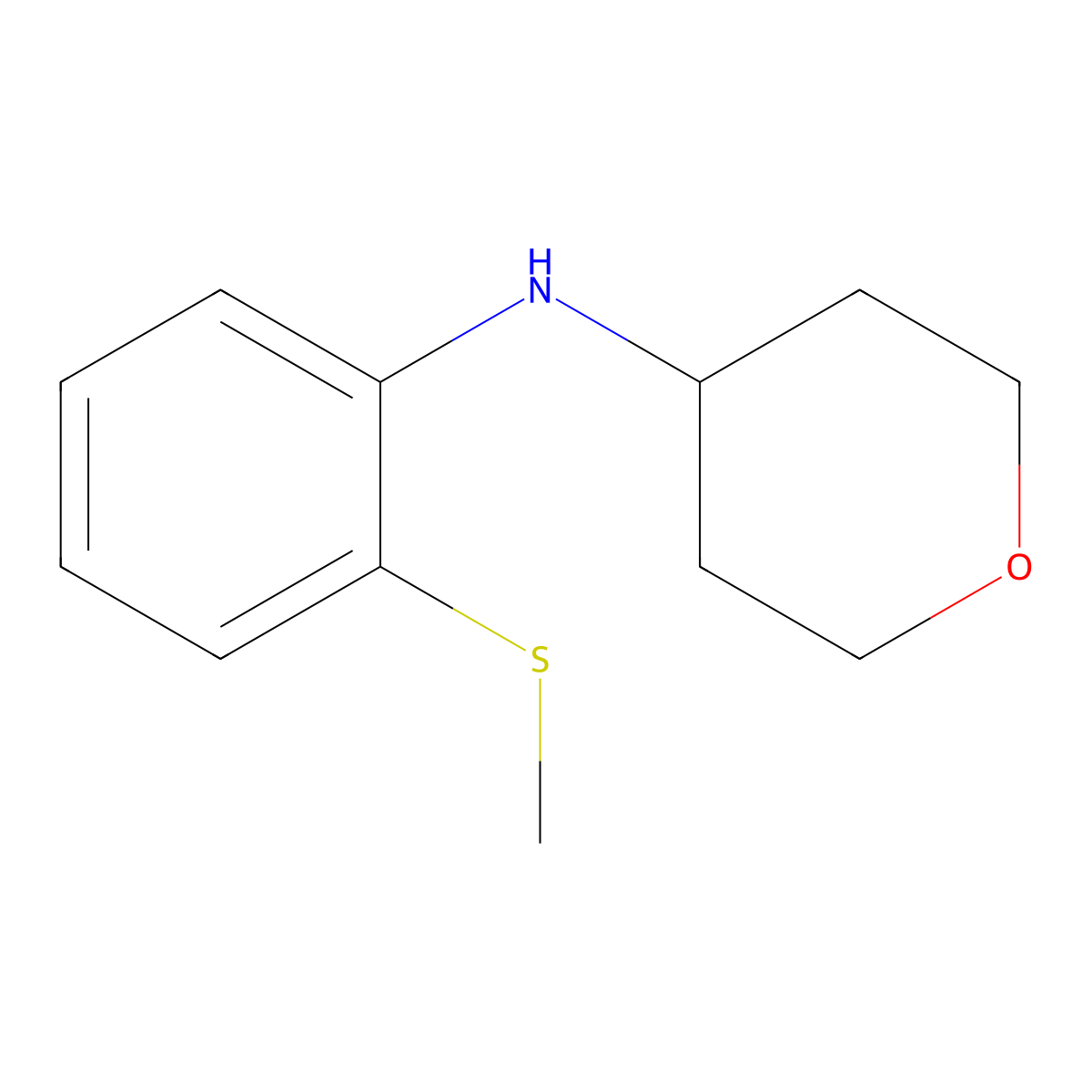 N-[2-(Methylsulfanyl)phenyl]oxan-4-amine molecular structure, CAS 1154299-16-7