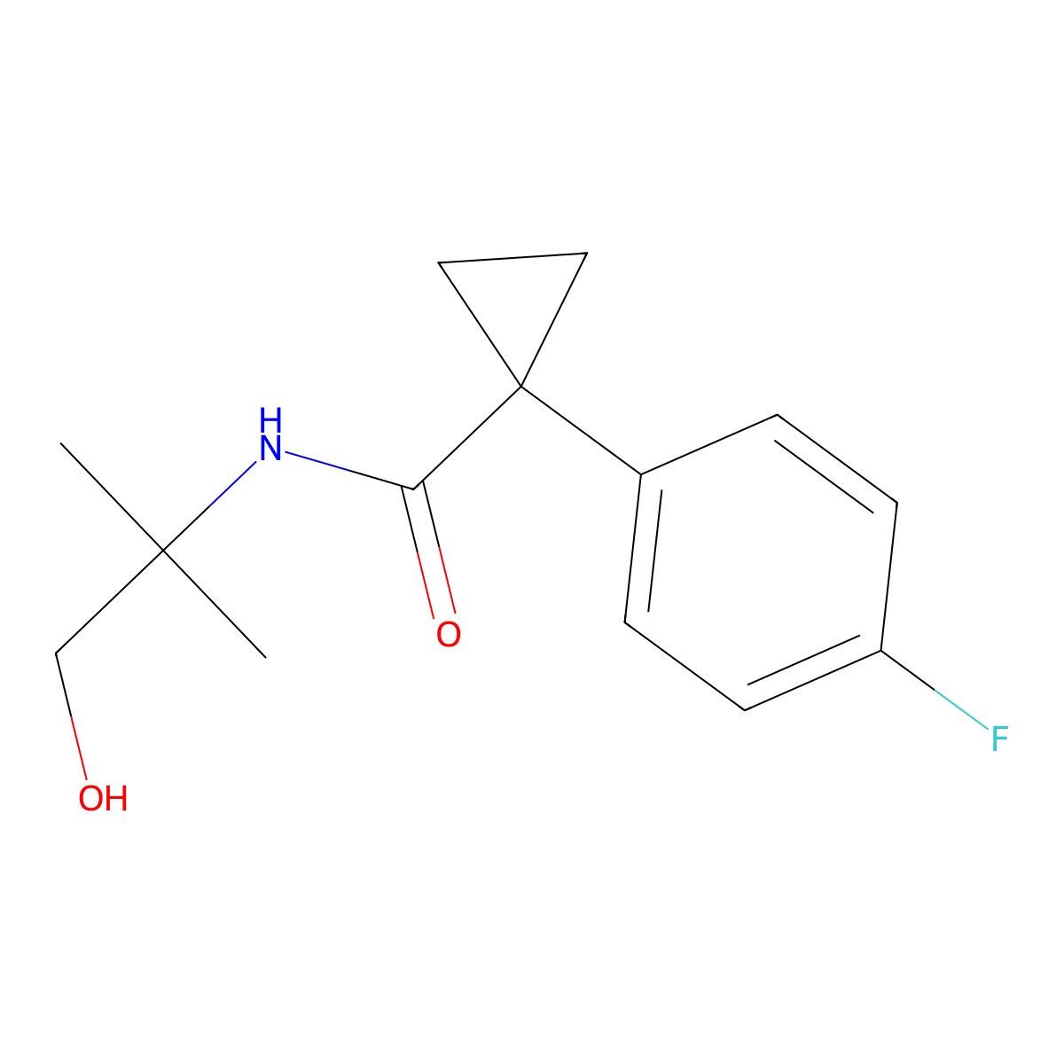 1-(4-fluorophenyl)-N-(1-hydroxy-2-methylpropan-2-yl)cyclopropanecarboxamide molecular structure, CAS 1154311-57-5
