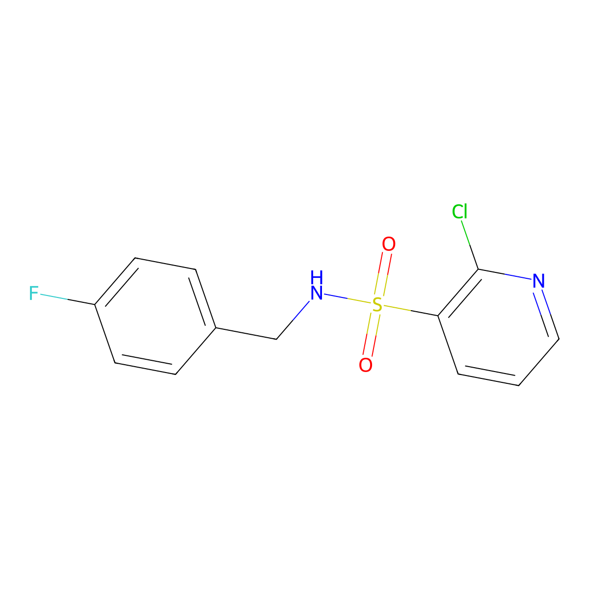 2-chloro-N-[(4-fluorophenyl)methyl]pyridine-3-sulfonamide molecular structure, CAS 1154322-26-5