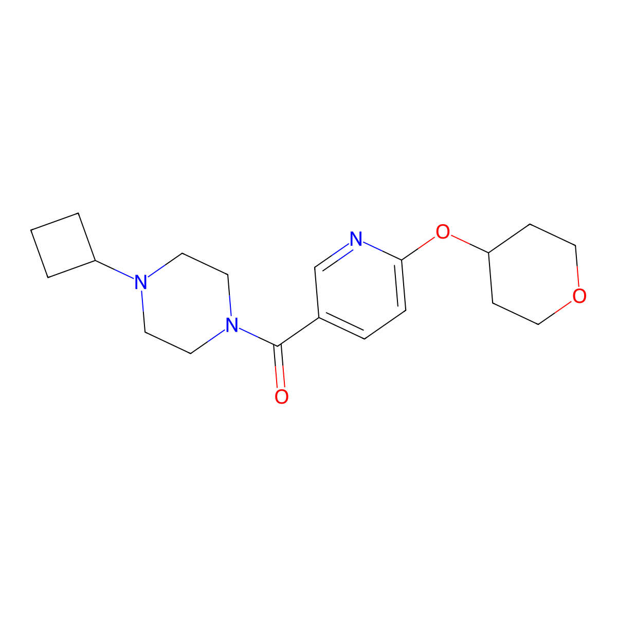 (4-cyclobutylpiperazin-1-yl)(6-((tetrahydro-2H-pyran-4-yl)oxy)pyridin-3-yl)methanone molecular structure, CAS 1154322-78-7
