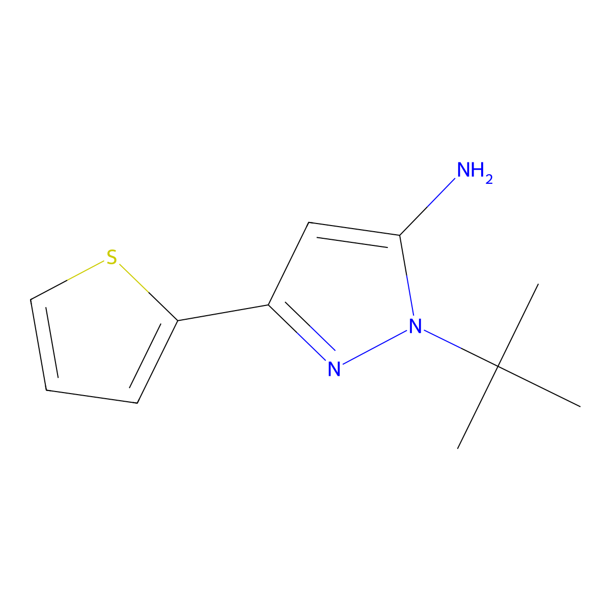 1-tert-butyl-3-(thiophen-2-yl)-1H-pyrazol-5-amine molecular structure, CAS 1154329-62-0