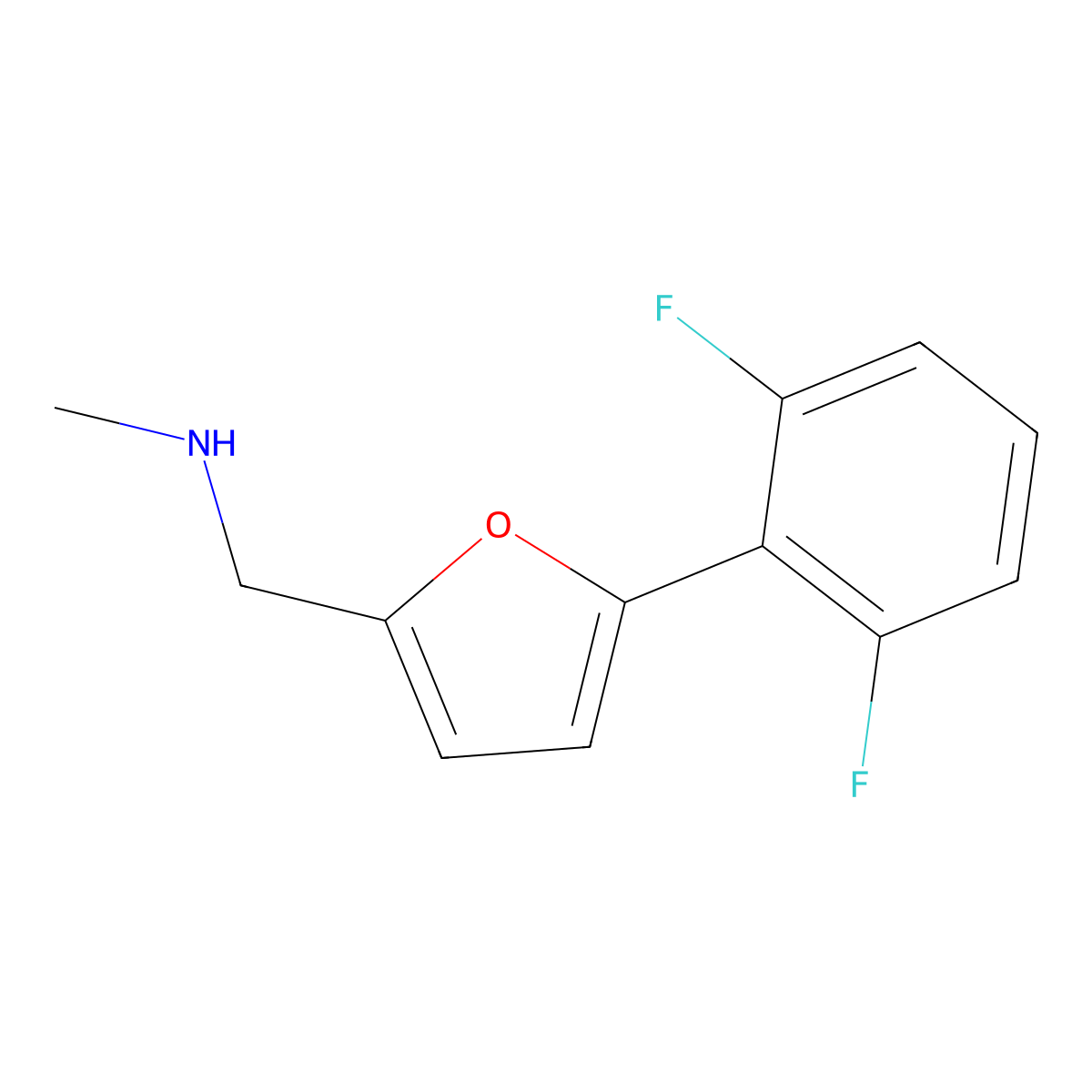 1-(5-(2,6-Difluorophenyl)furan-2-yl)-N-methylmethanamine molecular structure, CAS 1154331-49-3