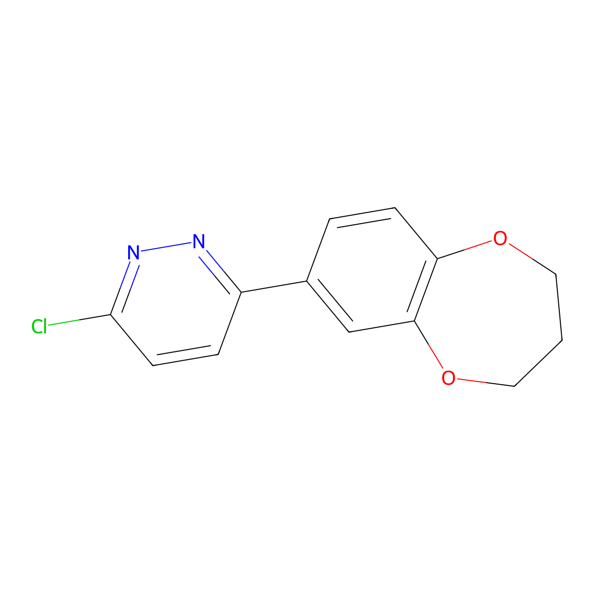 3-chloro-6-(3,4-dihydro-2H-1,5-benzodioxepin-7-yl)pyridazine molecular structure, CAS 1154334-87-8