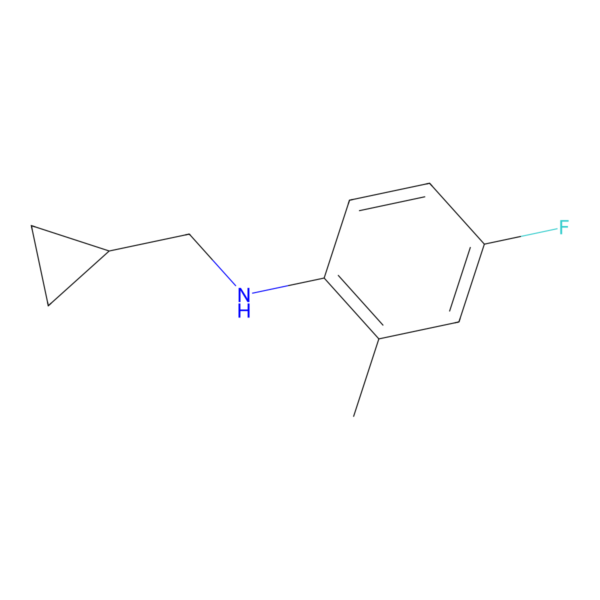 N-(cyclopropylmethyl)-4-fluoro-2-methylaniline molecular structure, CAS 1154342-07-0