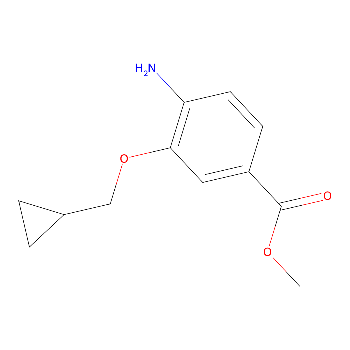Methyl 4-amino-3-(cyclopropylmethoxy)benzoate molecular structure, CAS 1154342-13-8