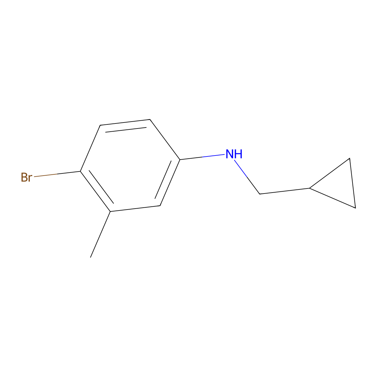 4-bromo-N-(cyclopropylmethyl)-3-methylaniline molecular structure, CAS 1154342-49-0