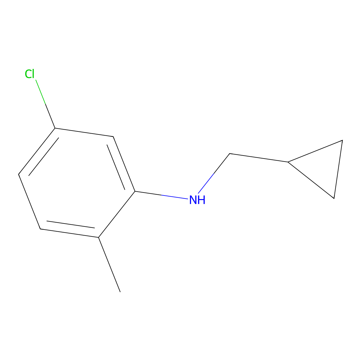 5-chloro-N-(cyclopropylmethyl)-2-methylaniline molecular structure, CAS 1154343-02-8