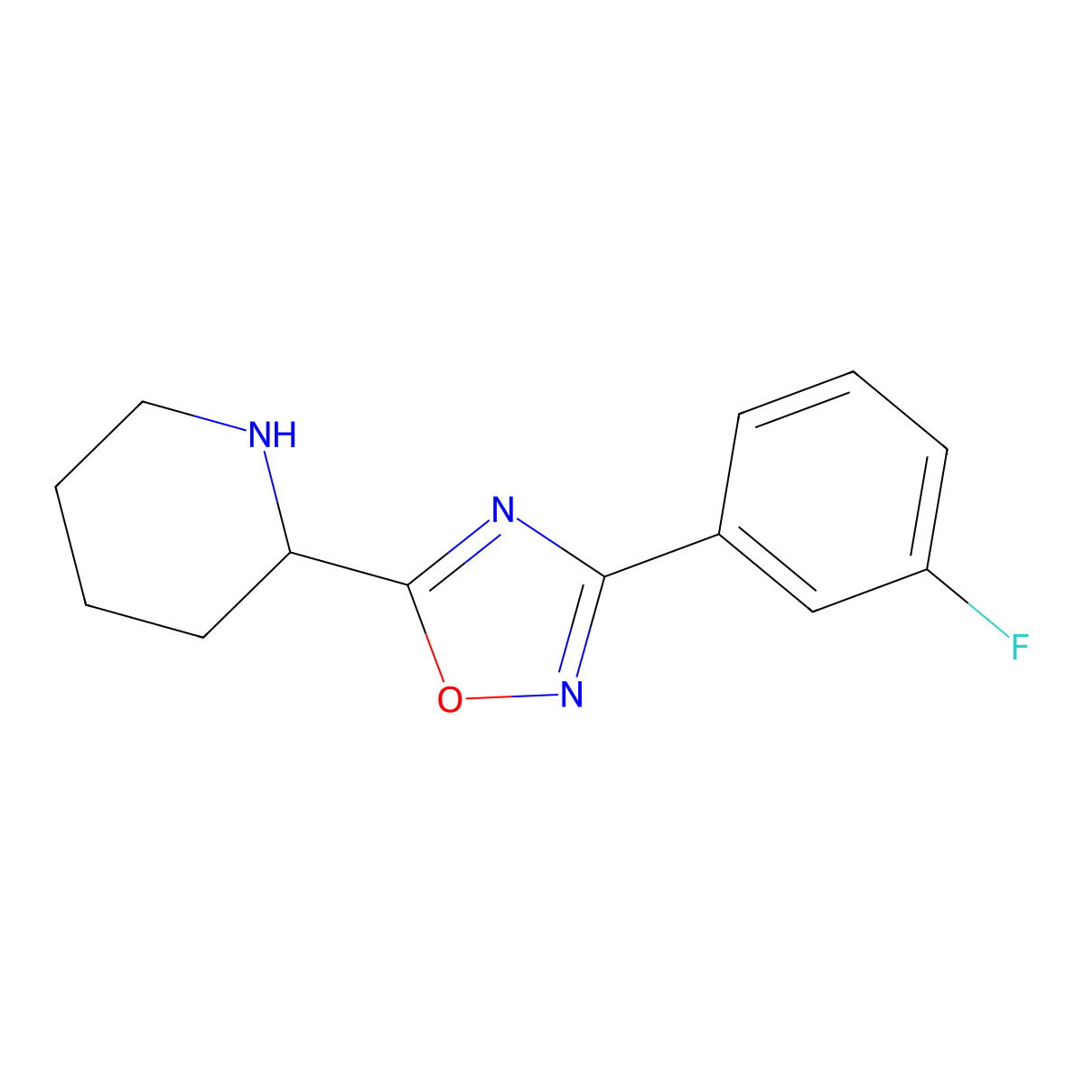 2-[3-(3-Fluorophenyl)-1,2,4-oxadiazol-5-yl]piperidine molecular structure, CAS 1154345-08-0
