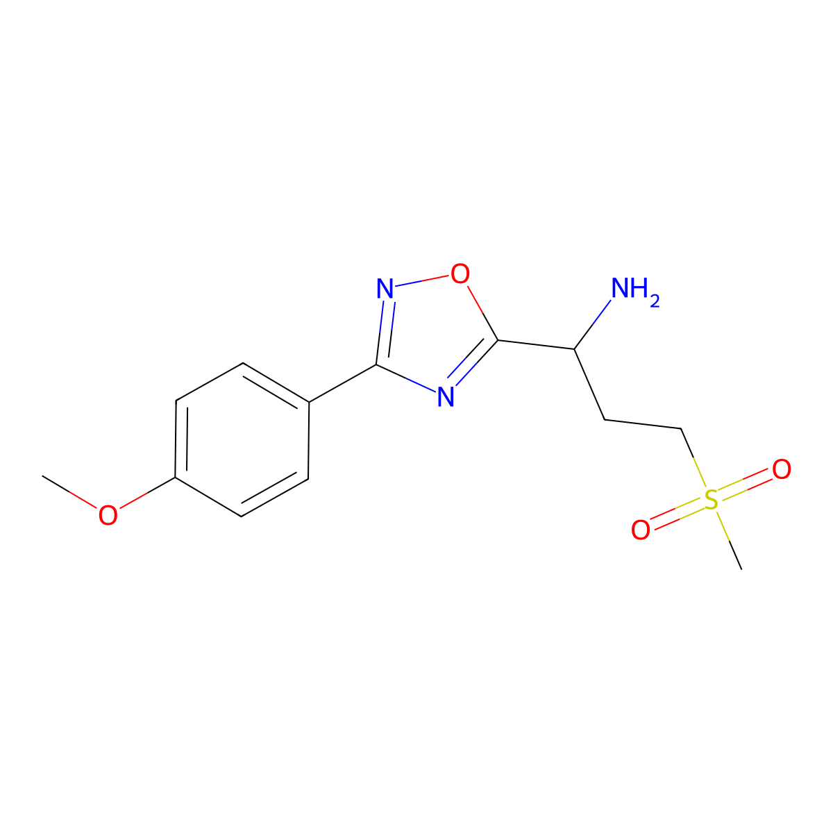 1-[3-(4-Methoxyphenyl)-1,2,4-oxadiazol-5-yl]-3-(methylsulfonyl)propan-1-amine molecular structure, CAS 1154345-90-0
