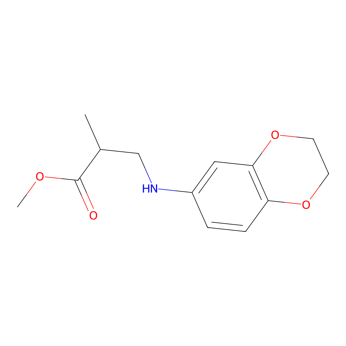 Methyl 3-[(2,3-dihydro-1,4-benzodioxin-6-yl)amino]-2-methylpropanoate molecular structure, CAS 1154346-44-7