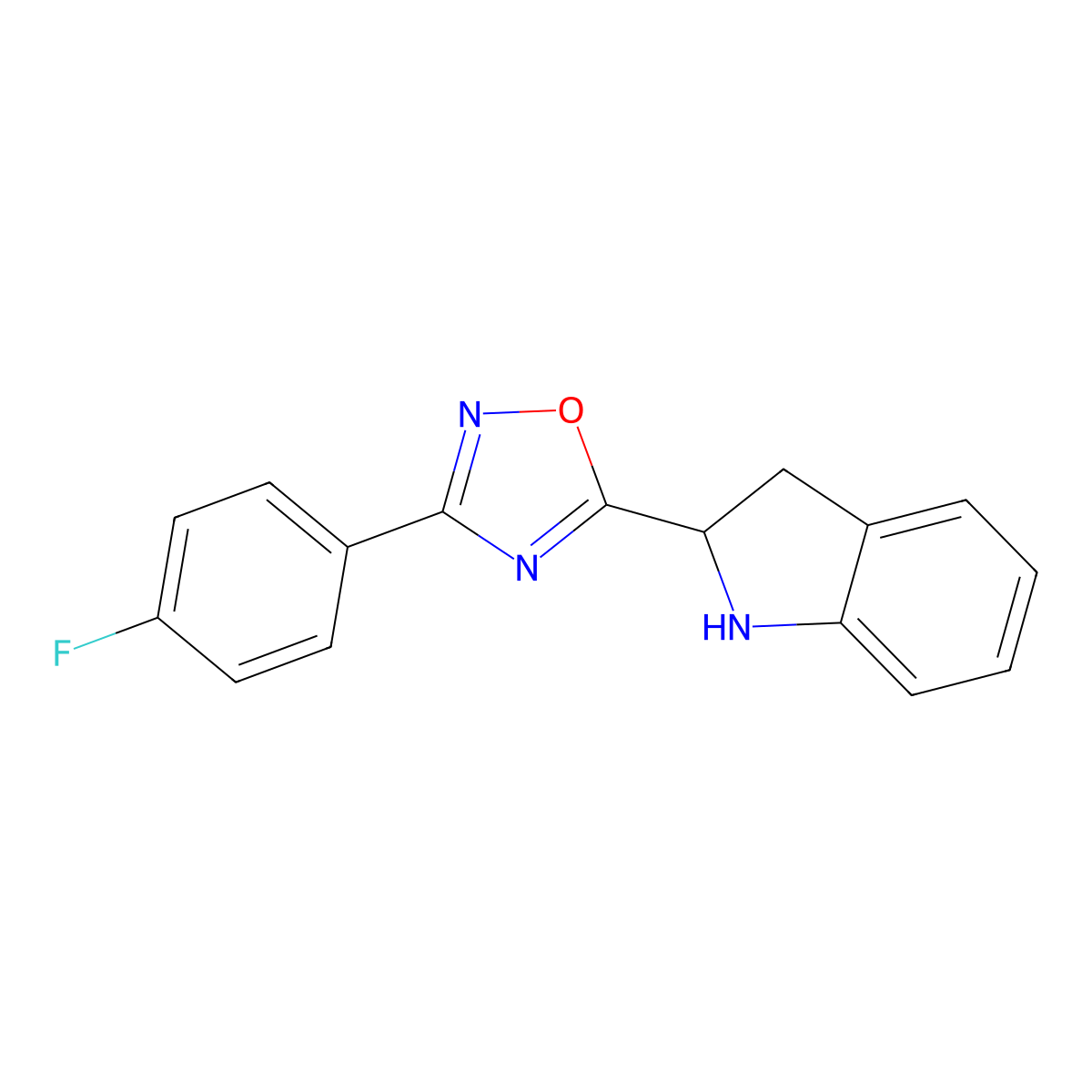 2-[3-(4-fluorophenyl)-1,2,4-oxadiazol-5-yl]-2,3-dihydro-1H-indole molecular structure, CAS 1154346-82-3