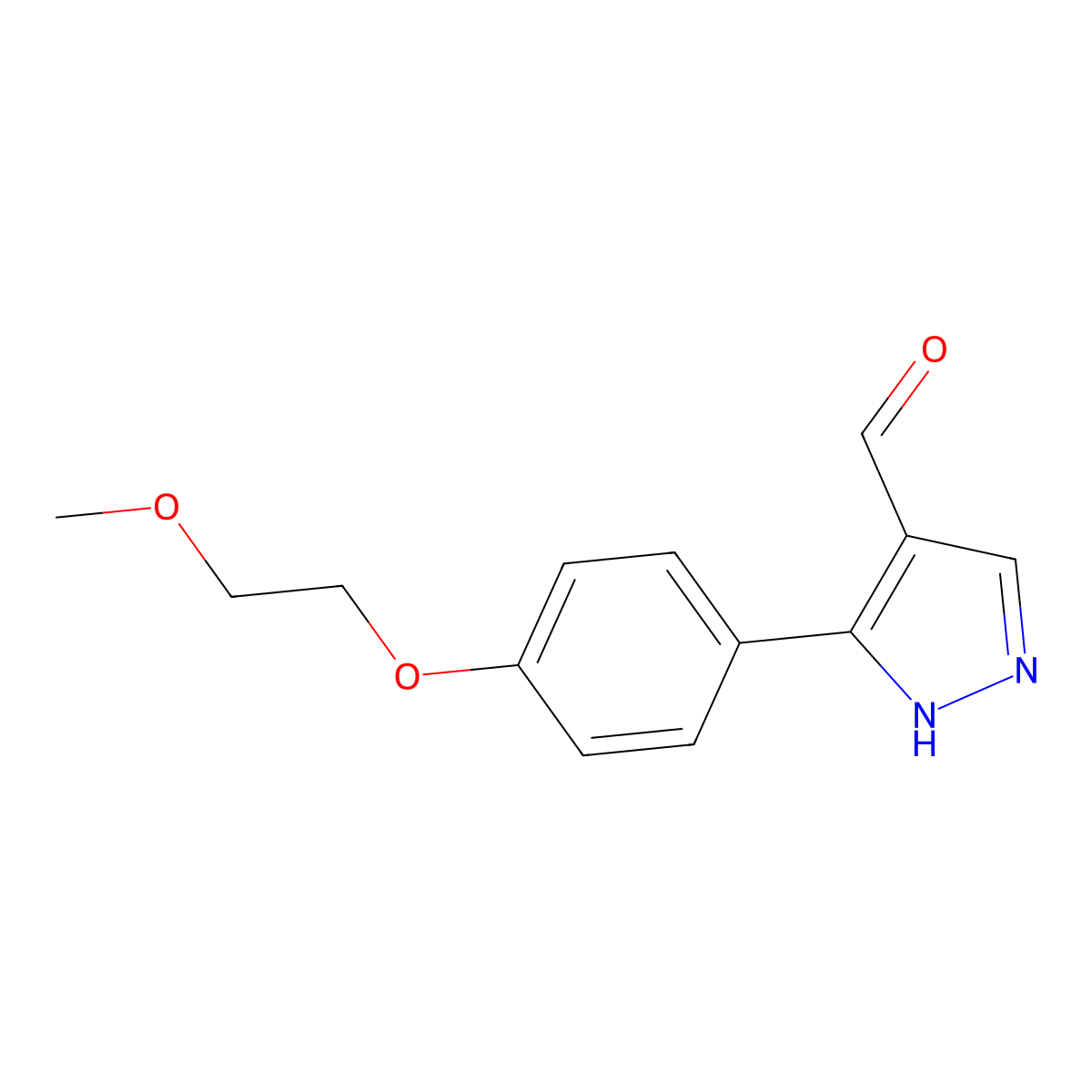 3-[4-(2-methoxyethoxy)phenyl]-1H-pyrazole-4-carbaldehyde molecular structure, CAS 1154347-63-3