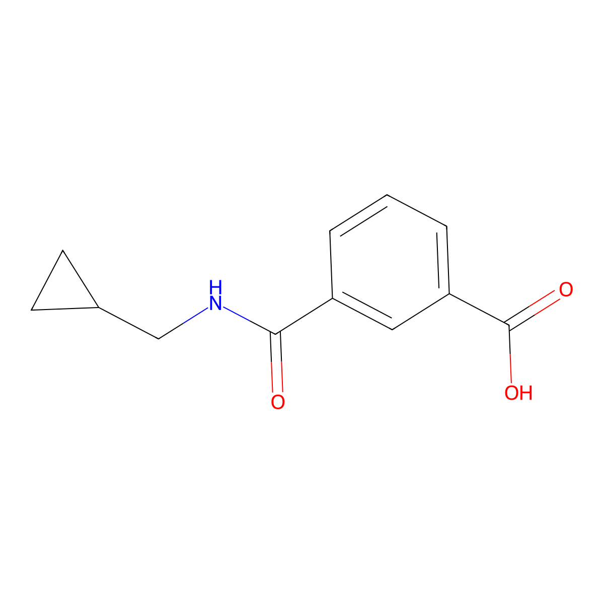 3-((Cyclopropylmethyl)carbamoyl)benzoic acid molecular structure, CAS 1154359-44-0
