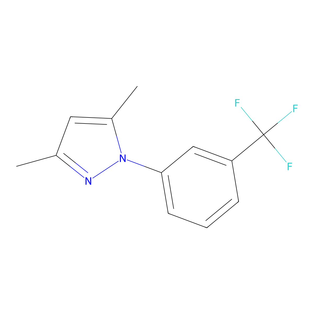 3,5-Dimethyl-1-(3-(trifluoromethyl)phenyl)-1H-pyrazole molecular structure, CAS 1154361-20-2