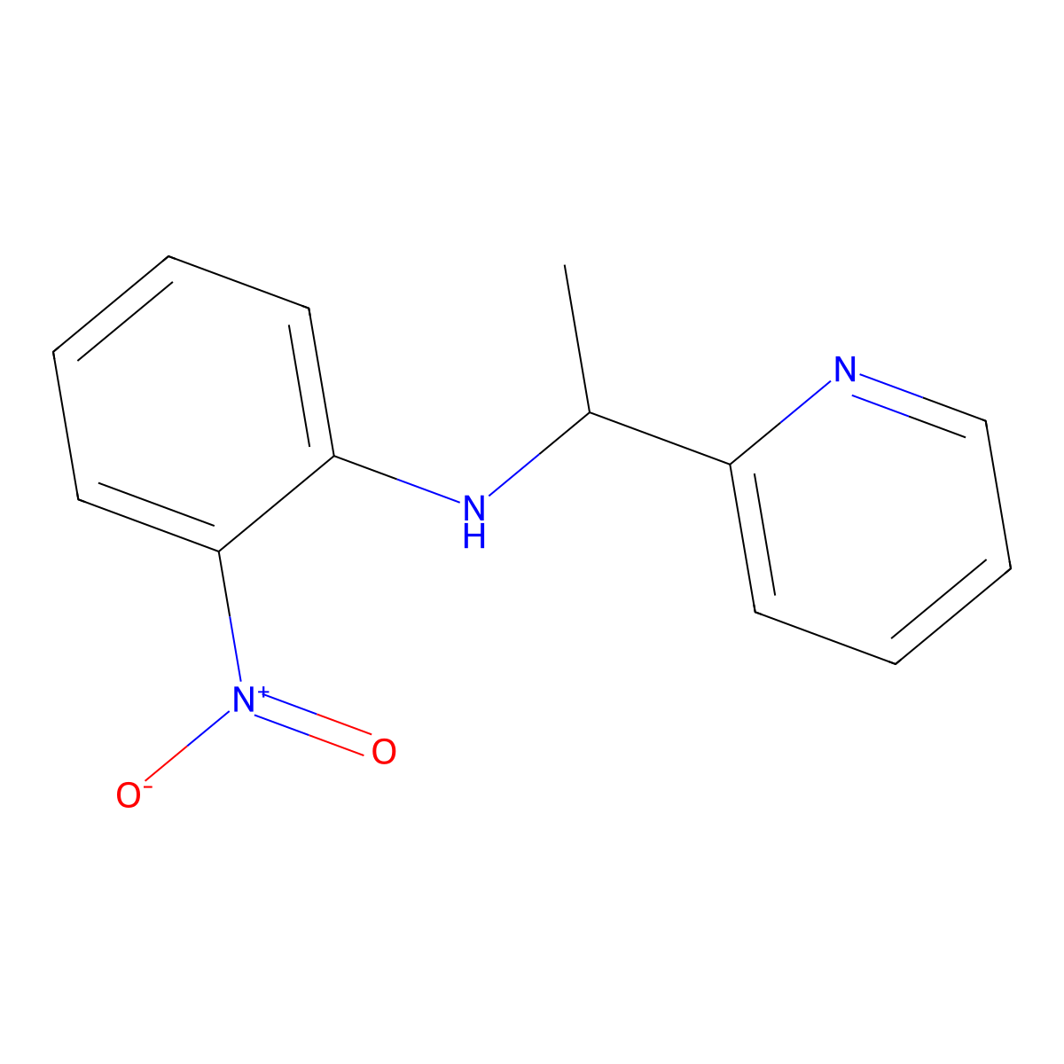 2-nitro-N-[1-(pyridin-2-yl)ethyl]aniline molecular structure, CAS 1154362-43-2