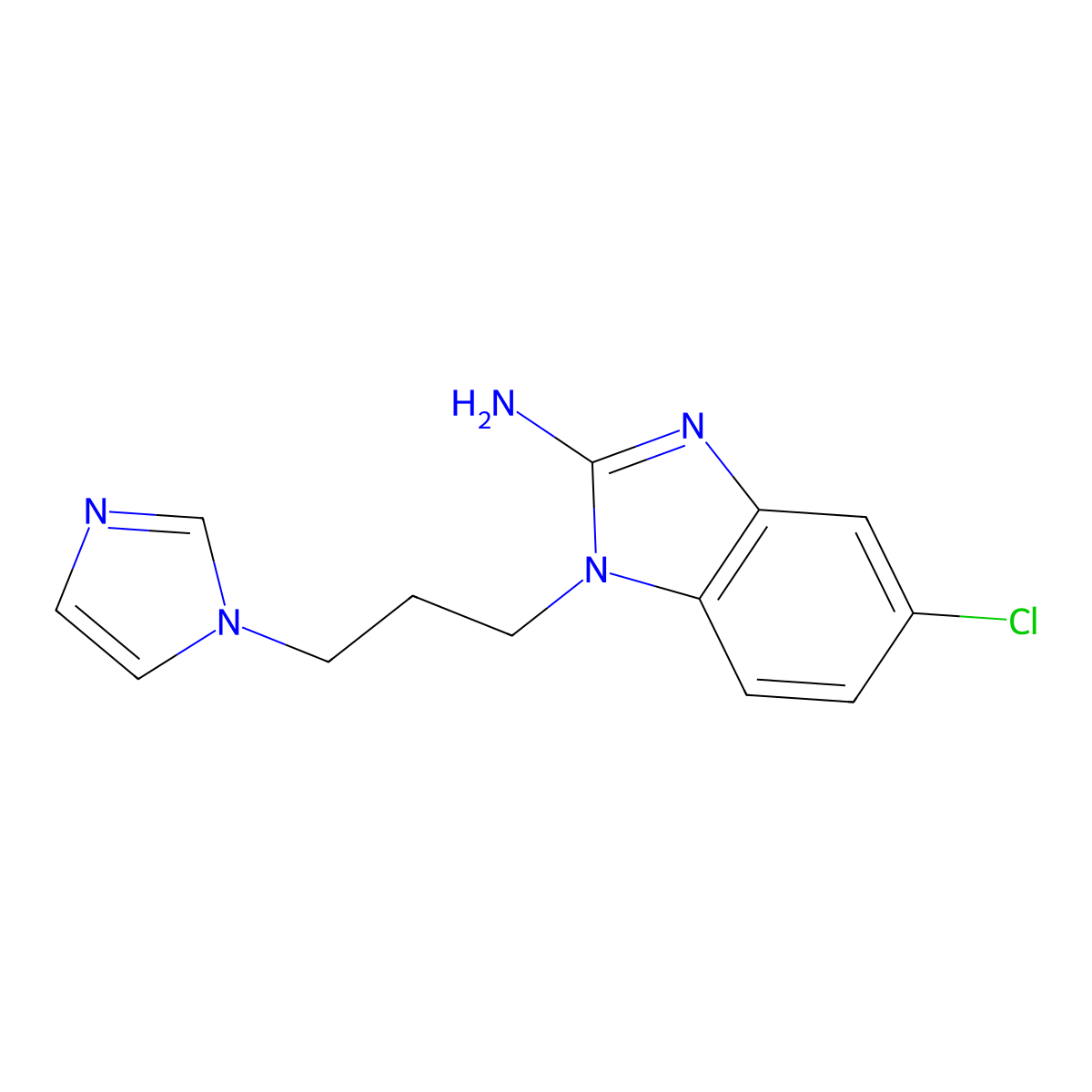 5-chloro-1-[3-(1H-imidazol-1-yl)propyl]-1H-1,3-benzodiazol-2-amine molecular structure, CAS 1154368-05-4