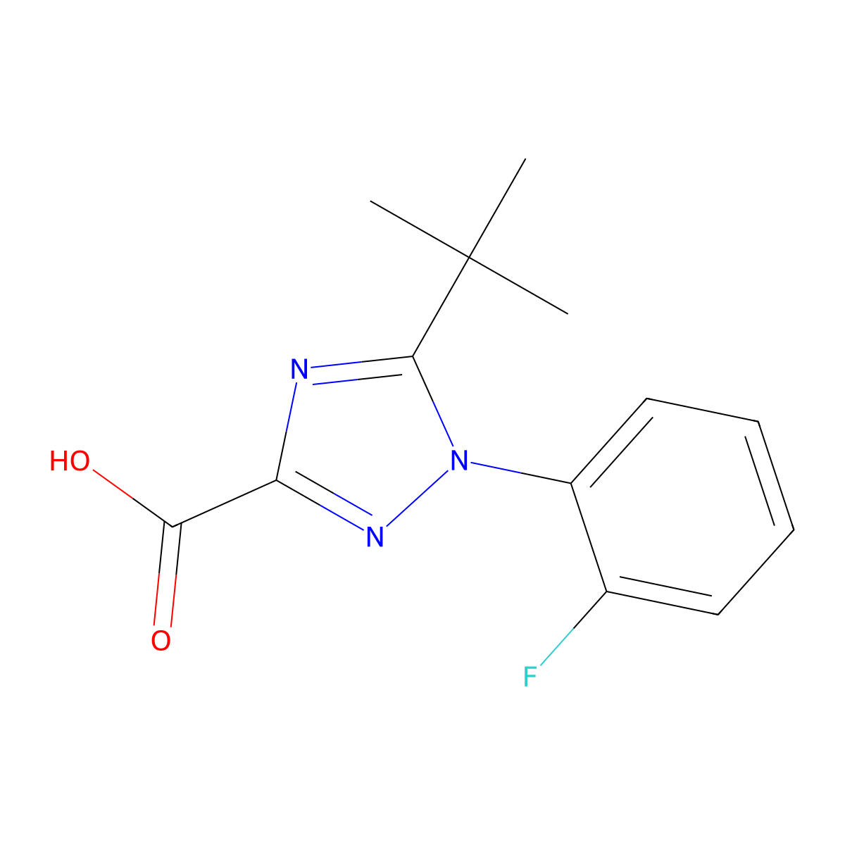 5-Tert-butyl-1-(2-fluorophenyl)-1H-1,2,4-triazole-3-carboxylic acid molecular structure, CAS 1154370-78-1