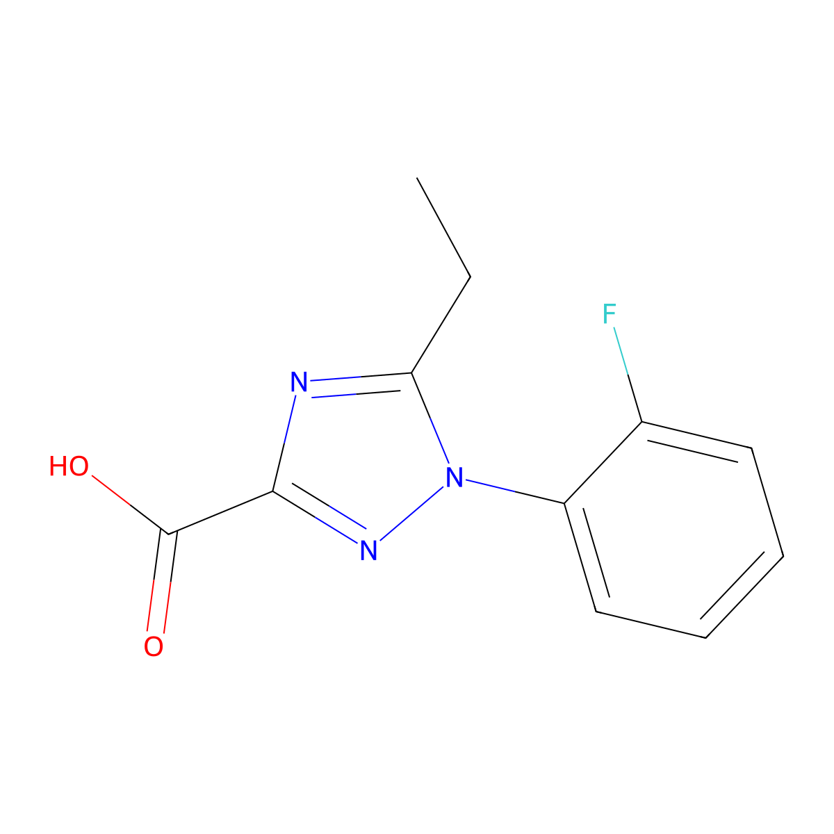5-ethyl-1-(2-fluorophenyl)-1H-1,2,4-triazole-3-carboxylic acid molecular structure, CAS 1154370-83-8