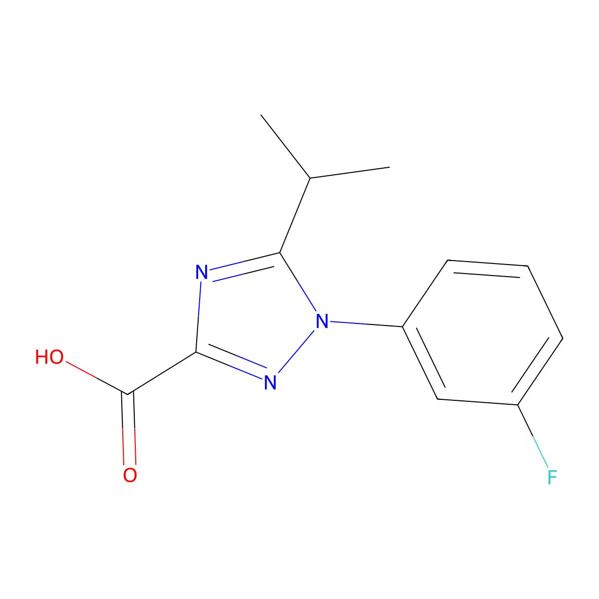 1-(3-fluorophenyl)-5-(propan-2-yl)-1H-1,2,4-triazole-3-carboxylic acid molecular structure, CAS 1154371-22-8