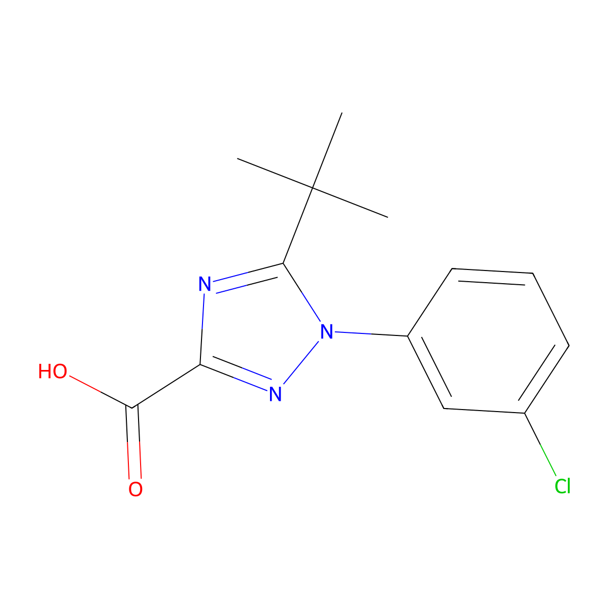 5-Tert-butyl-1-(3-chlorophenyl)-1H-1,2,4-triazole-3-carboxylic acid molecular structure, CAS 1154371-47-7