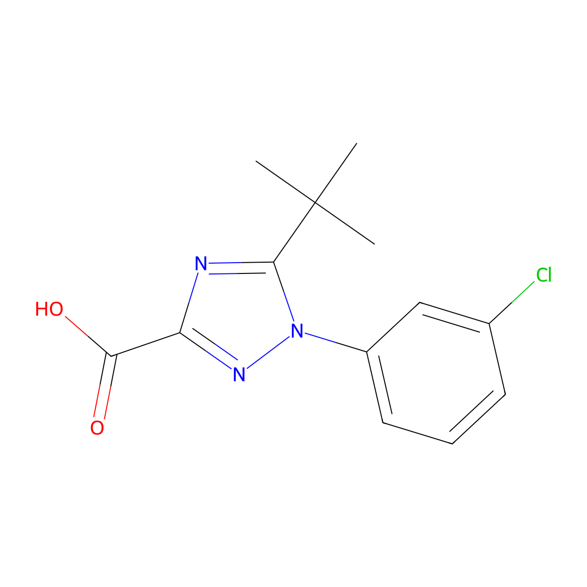 5-Tert-butyl-1-(3-chlorophenyl)-1H-1,2,4-triazole-3-carboxylic acid molecular structure, CAS 1154371-47-7
