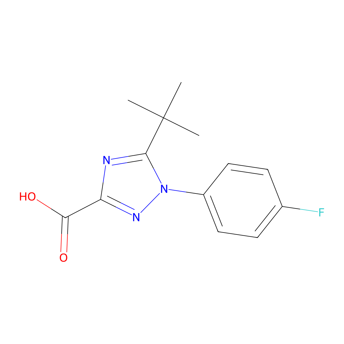 5-Tert-butyl-1-(4-fluorophenyl)-1H-1,2,4-triazole-3-carboxylic acid molecular structure, CAS 1154372-47-0