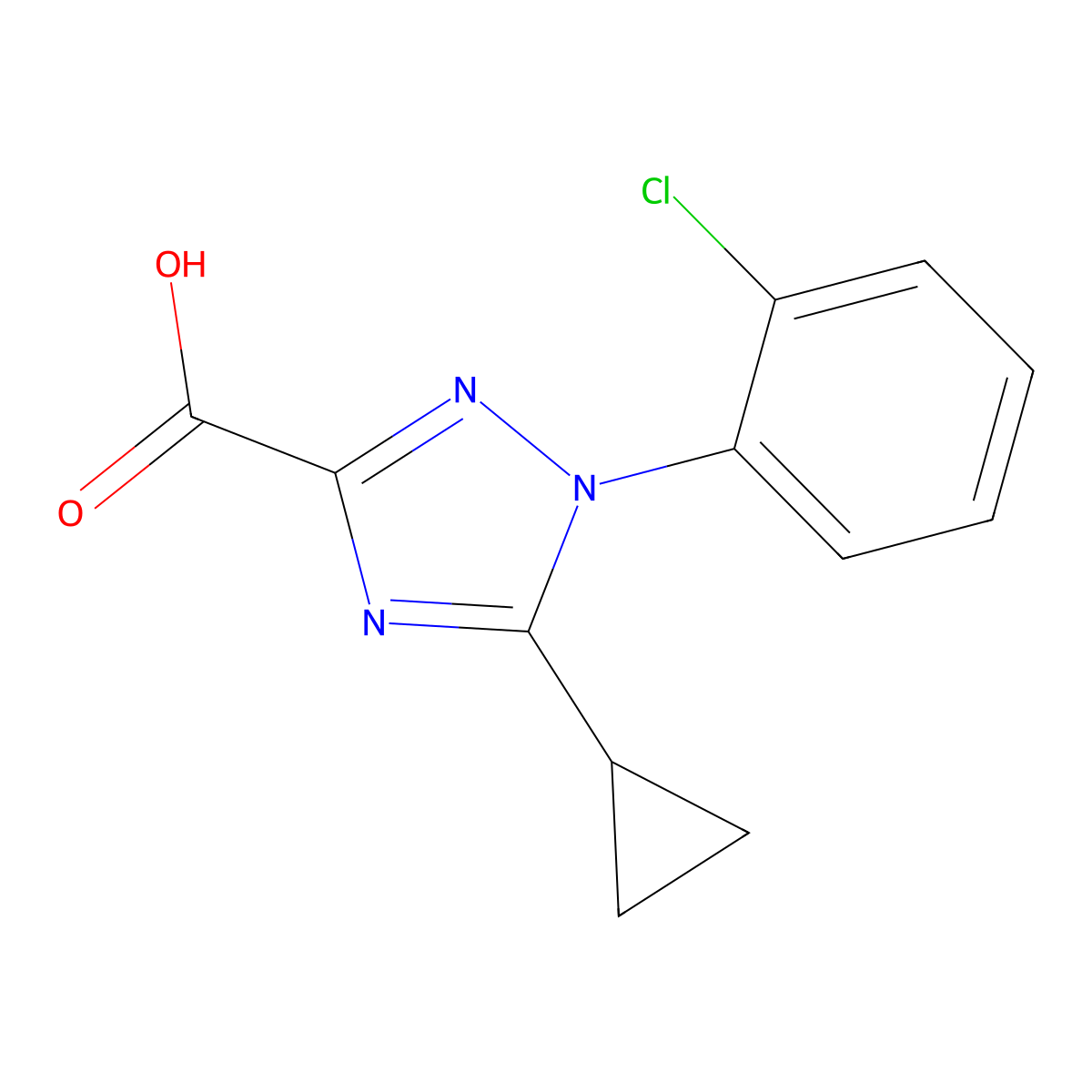 1-(2-chlorophenyl)-5-cyclopropyl-1H-1,2,4-triazole-3-carboxylic acid molecular structure, CAS 1154372-57-2