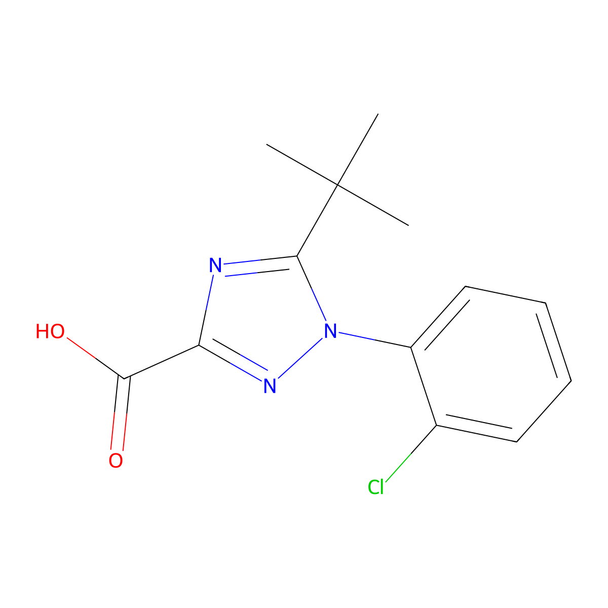 5-Tert-butyl-1-(2-chlorophenyl)-1H-1,2,4-triazole-3-carboxylic acid molecular structure, CAS 1154372-66-3