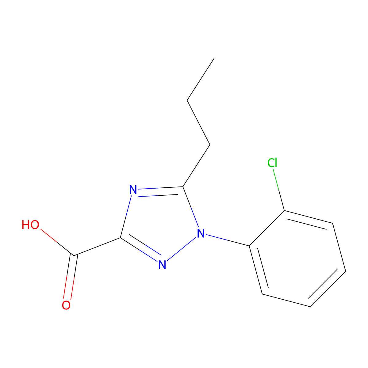 1-(2-chlorophenyl)-5-propyl-1H-1,2,4-triazole-3-carboxylic acid molecular structure, CAS 1154372-75-4