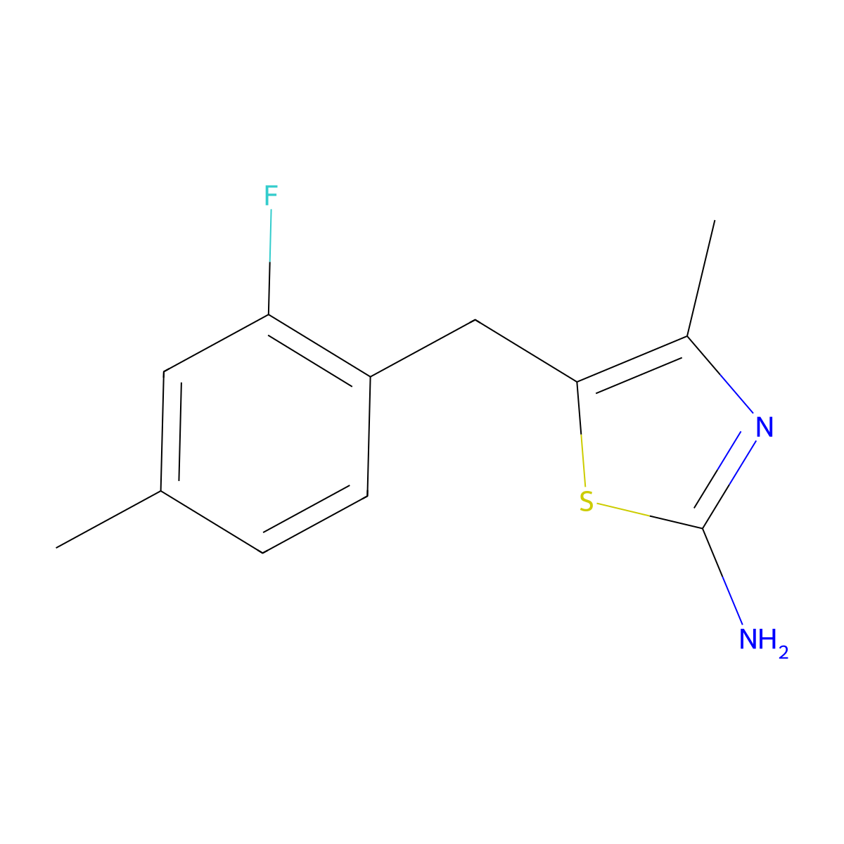 5-(2-Fluoro-4-methylbenzyl)-4-methylthiazol-2-amine molecular structure, CAS 1154374-09-0