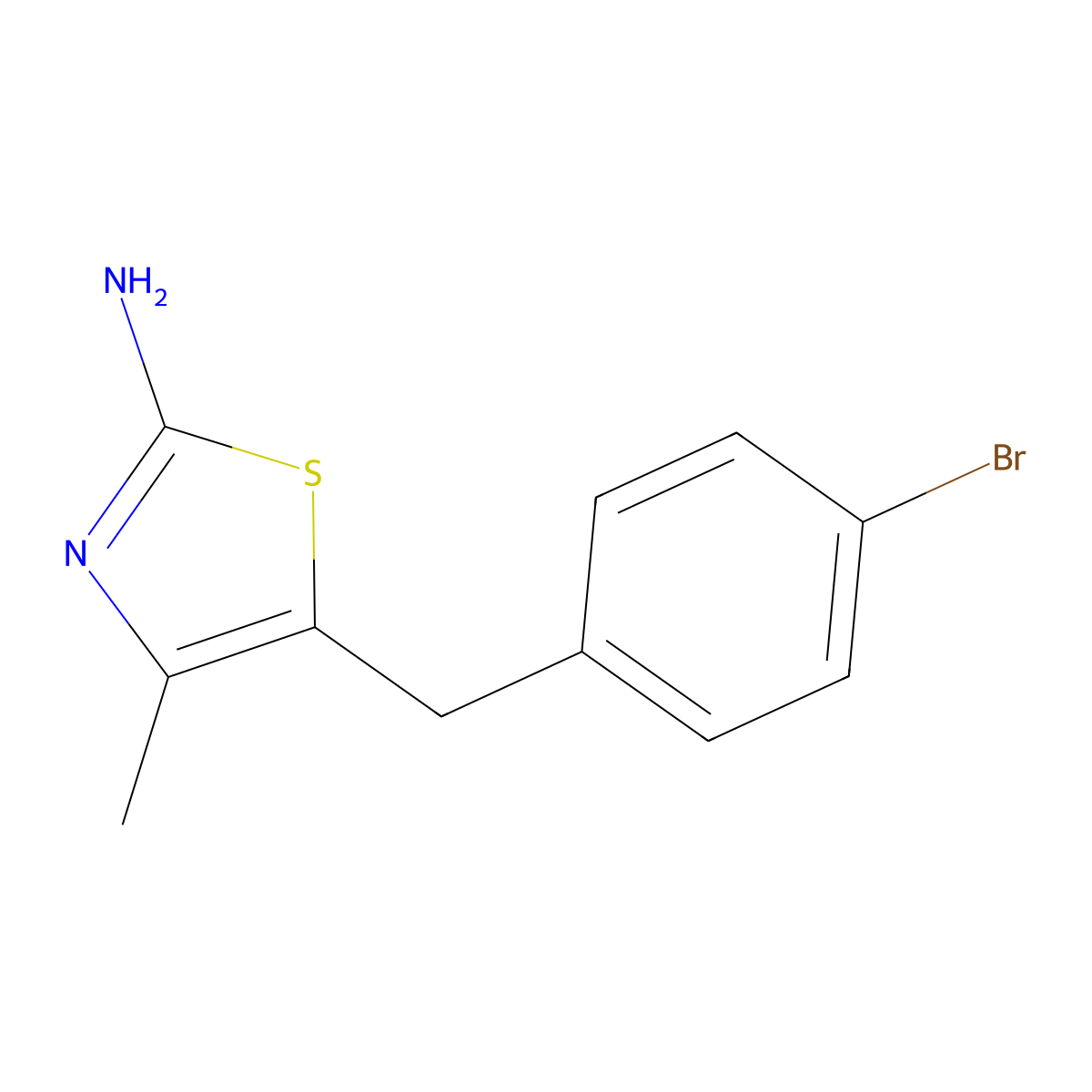 5-[(4-Bromophenyl)methyl]-4-methyl-1,3-thiazol-2-amine molecular structure, CAS 1154374-24-9