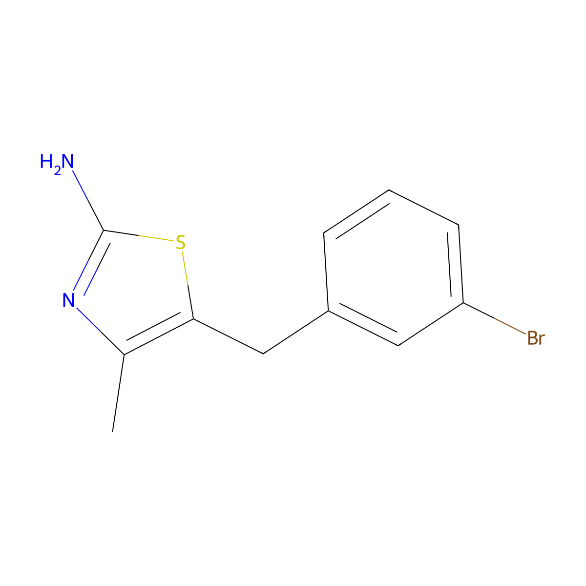 5-((3-Bromophenyl)methyl)-4-methyl-1,3-thiazol-2-amine molecular structure, CAS 1154374-43-2