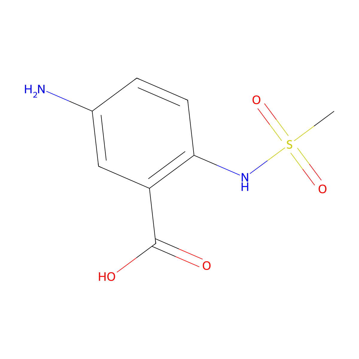 5-Amino-2-methanesulfonamidobenzoic acid molecular structure, CAS 1154379-40-4